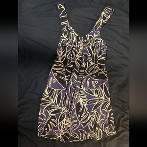 MNG Brand Navy Blue and White Floral Dress Size S